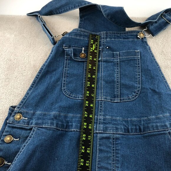 Womens Denim Bib Overalls Large Blue Casual Y2K Straight Leg Classic Cotton - Picture 7 of 11